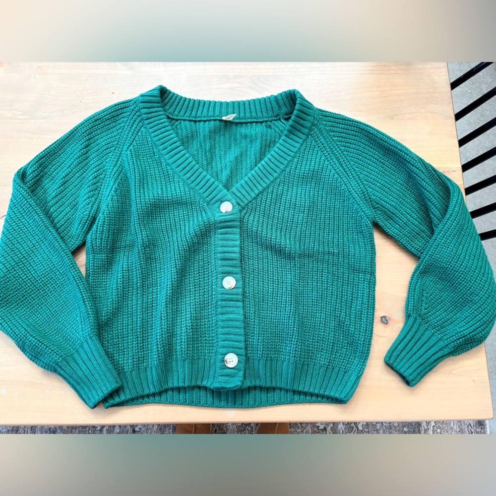 Emerald Green Button-Up Cardigan